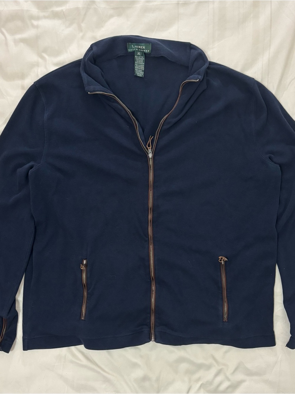 Lauren Ralph Lauren Full-Zip Jacket
with Brown Trim